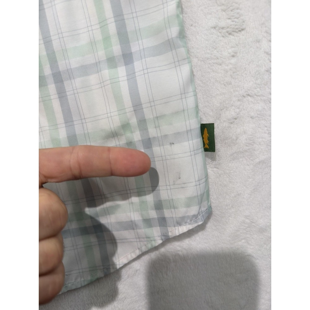 Marsh Shirt Mens Small Green Plaid Short Sleeve Button Front Stretch Fishing - Picture 4 of 7